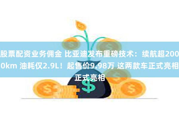 股票配资业务佣金 比亚迪发布重磅技术：续航超2000km 油耗仅2.9L！起售价9.98万 这两款车正式亮相